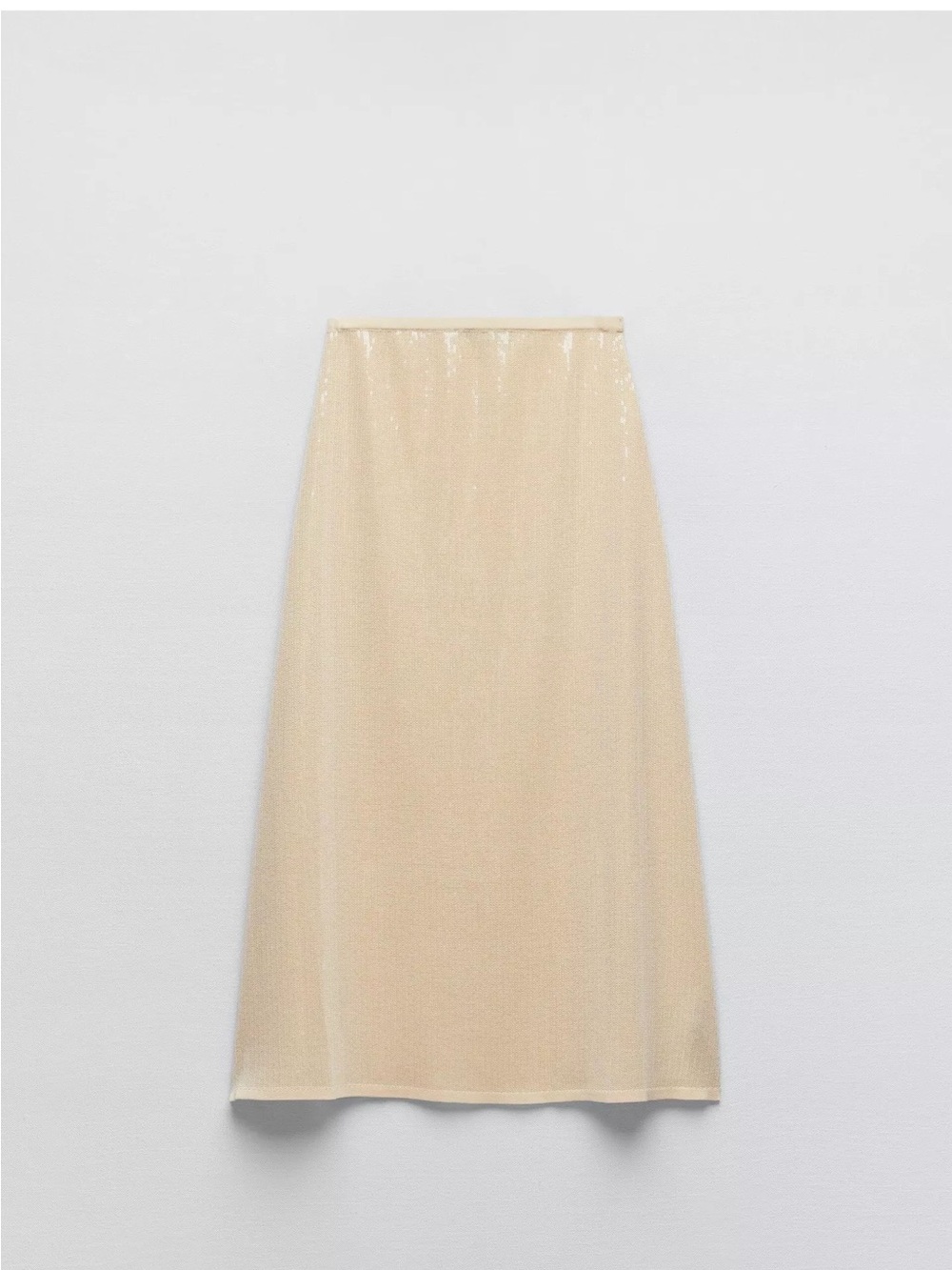 Zara Cream Sequin Midi Skirt